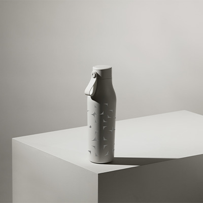 Show details for Sample MOO Water Bottle - Cloudy Grey - 360 Wrap