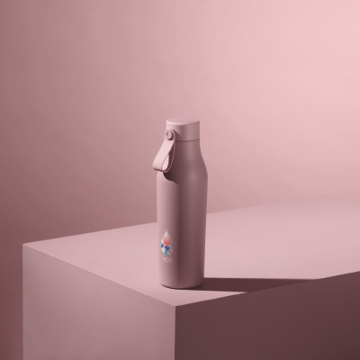 Show details for Sample MOO Water Bottle - Dusty Pink - One-sided Printing